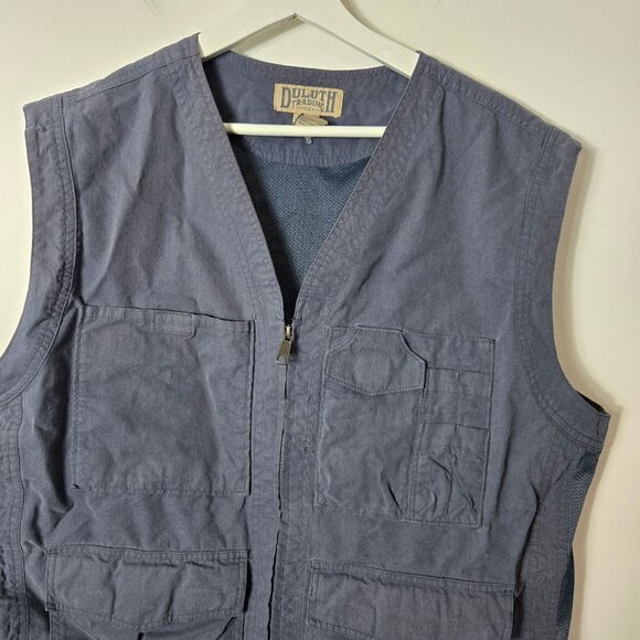 Duluth Trading Men's Size L Fire Hose DuluthFlex Working Man's Vest Blue Canvas - Picture 2 of 11